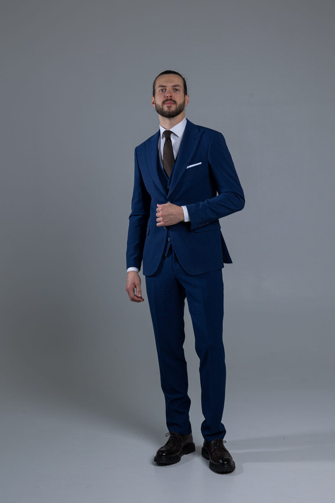 Three-piece blue suit