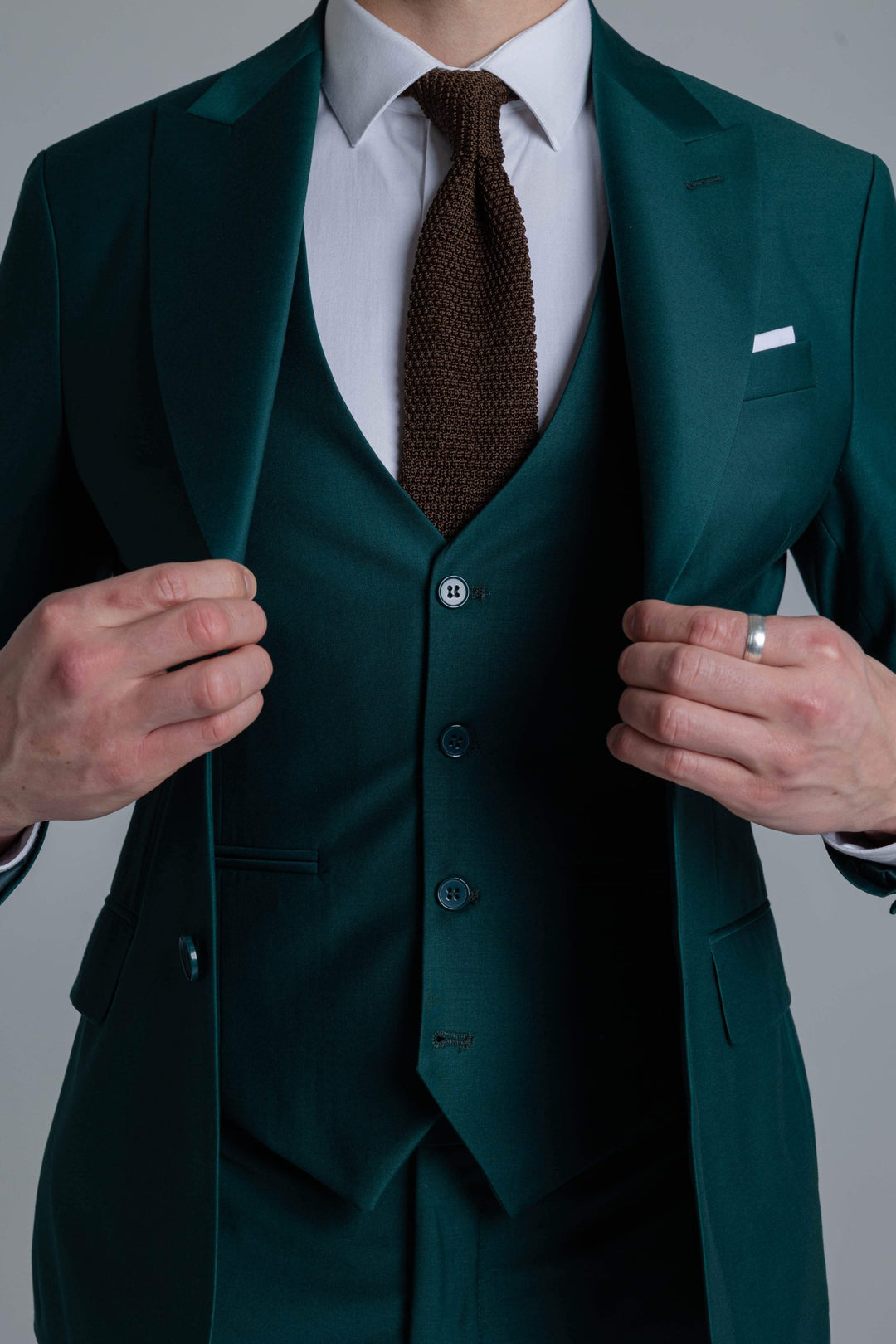 Three-piece green suit