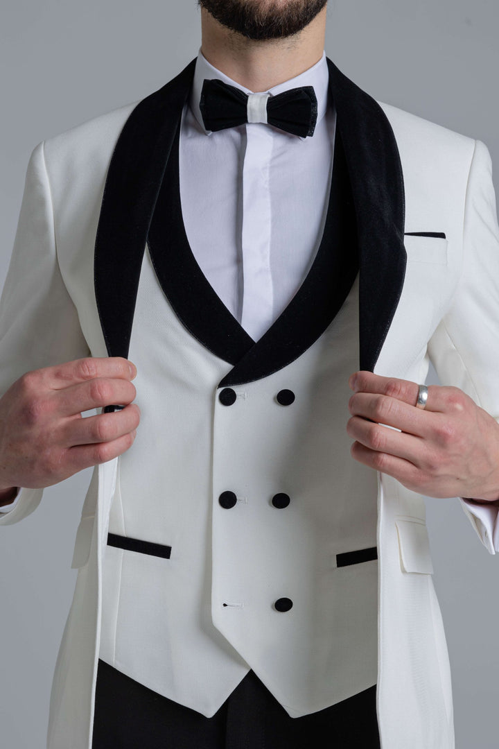 White tuxedo with velor lapels