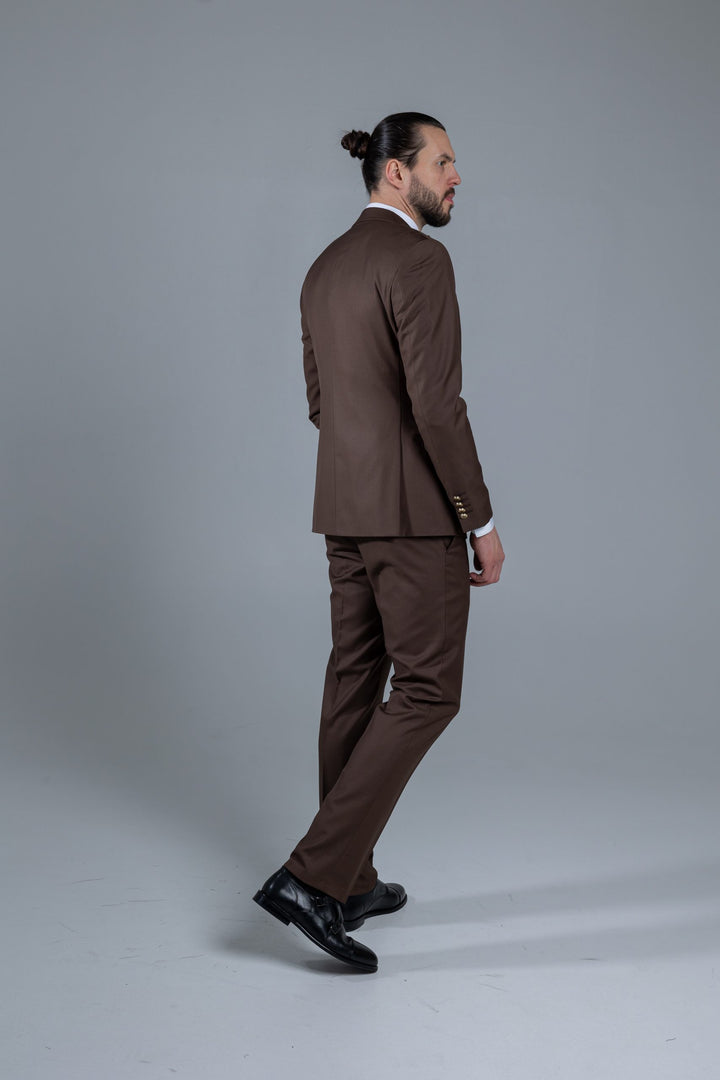 Three-piece brown suit