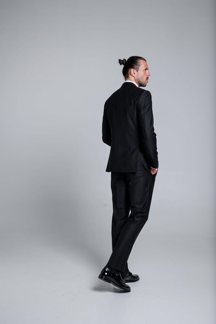 Two-piece tuxedo with velor lapels
