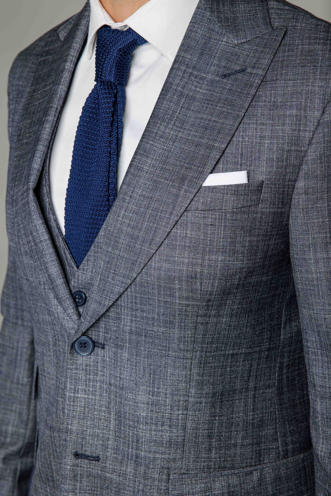 Three-piece blue-gray suit