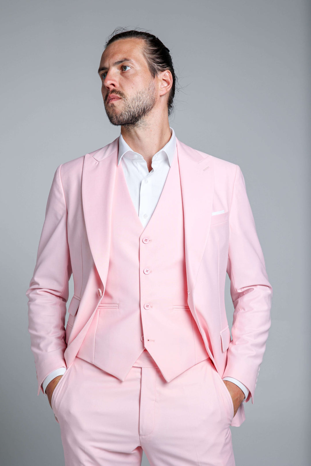 Three-piece pink suit
